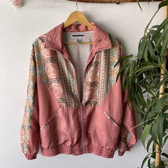 Jennifer Moore Jackets & Blazers - Vintage Jennifer Moore Activewear Jacket Womens Small Pink Art Deco Sporty Boho